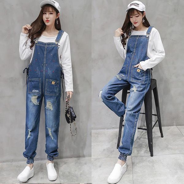 

maternity bottoms 2021 denim strap jeans trousers suspenders pants for pregnant women overalls jumpsuits pregnancy clothing plus size, White