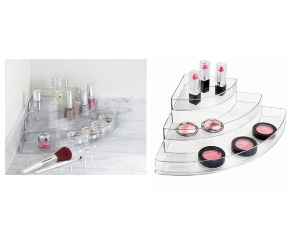 

cosmetic organizer, trubin shaped corner shelf storage boxes & bins