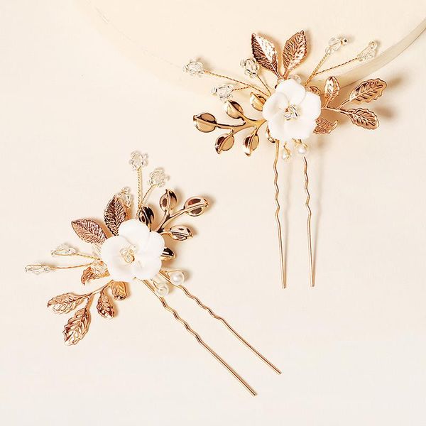 

hair clips & barrettes 2pcs vintage u-shaped hairpin gold leaf bobbys pins handmade exquisite leaves super fairy for daily wear bn, Golden;silver