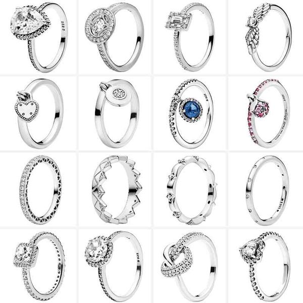 

2021 trendy finger 925 sterling silver pantaro ring clear zircon sparkling charm exquisite round rings women fashion diy jewelry, Slivery;golden