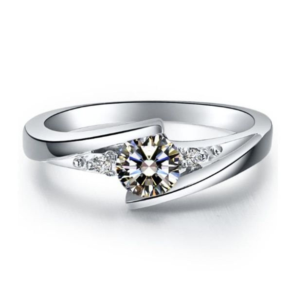 

cluster rings 0.5ct star twinkle classical diamond ring platinum 950 engagement jewelry, Golden;silver