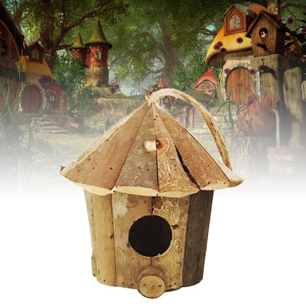 

wooden hanging countryside garden chickadee hut shape bird nest house cage for indoor and outdoor home decor c1 cages