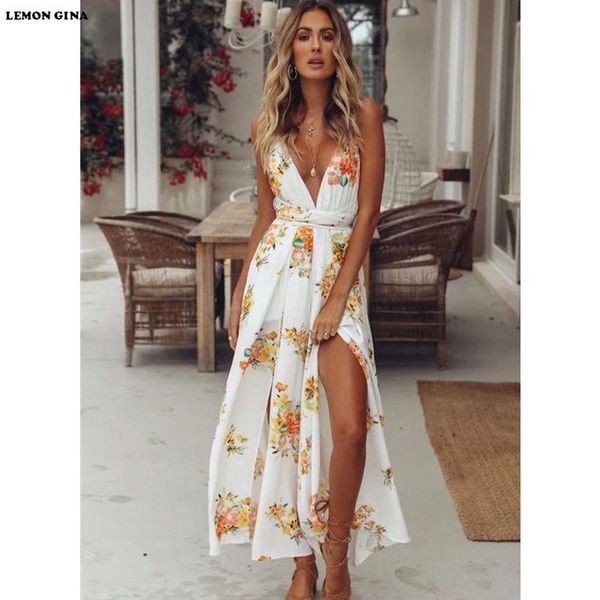 

women's jumpsuits & rompers lemon gina 2021 summer women floral print deep v-neck sleeveless bohemian beach chiffon backless, Black;white