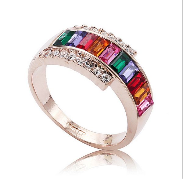 

europe fashion female ring artificial crystal cz diamond zircon rings 16-19#, Silver