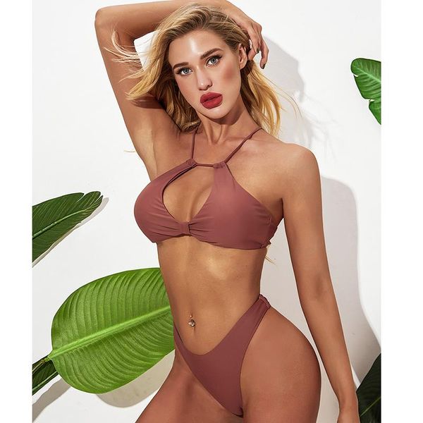 

two piece suit swimwear 2021 high waist bikini solid swimsuit swimming for women suits beachwear set summer wear women's, White;black