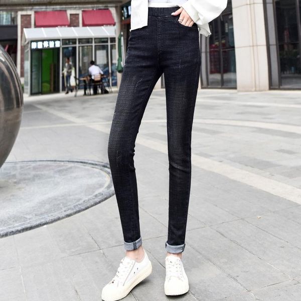

women's jeans 2021 autumn and winter high waist elastic pencil pants, Blue
