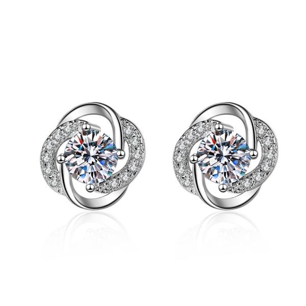 

stud four-leaf clover rotating earrings for girls fashion versatile women accessories wedding party dail wear statement jewelry gift, Golden;silver
