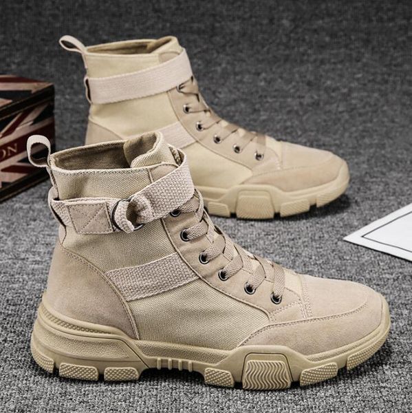 

Men boots shoes new designer autumn winter street fashion canvas casual shoes short Desert boots, Beige