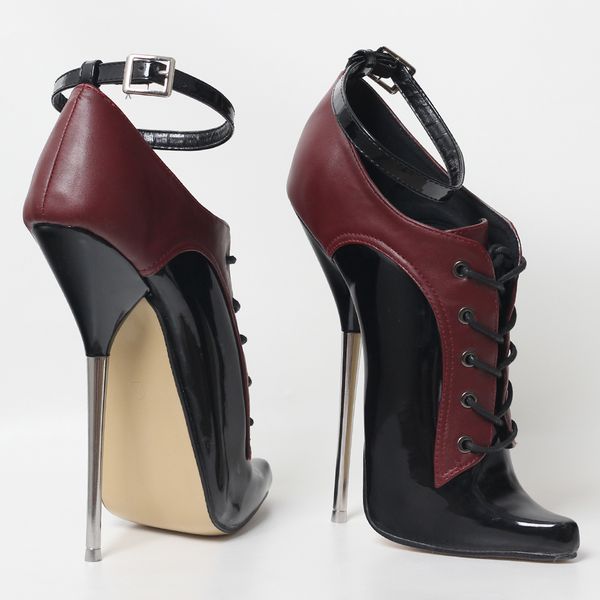 

7inch high lace up ballet high heel pumps size 36-46, Black;white