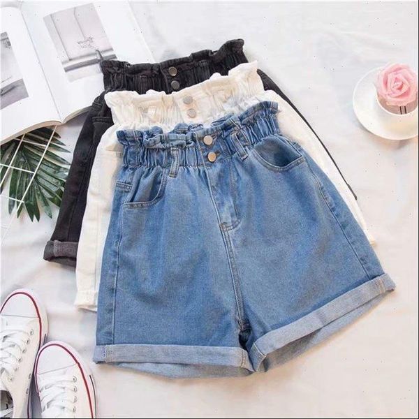 

plus size women short 5xl summer denim shorts high waist blue wide leg classic vintage ladies jeans, White;black