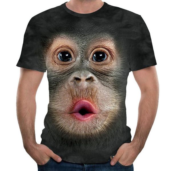 

men's t-shirts men fashion monkey tees summer 3d print o-neck short sleeve t shirt blouse plus size 5xl mens, White;black