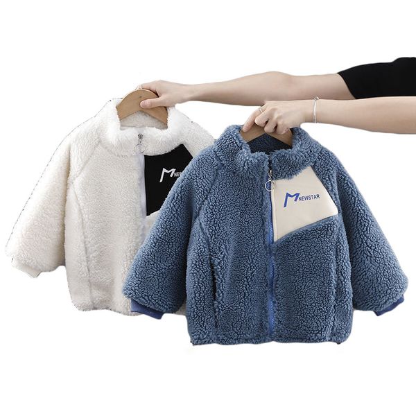 

2021 fleece velvet thicken clothing kids boys girls winter coat warm outerwear windproof children jacket outerwear windproof, Blue;gray