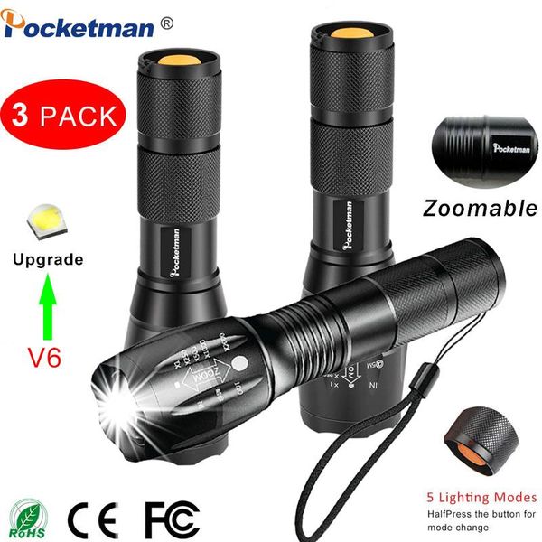 

tactical 12000lm powerful t6/l2/v6 zoom torch lanterna for camping by 18650 flashlights torches