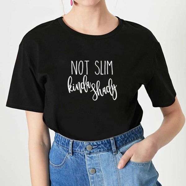 

not slim kinda shady women printed summer o neck cotton short sleeve fashion funny v shirts loose tee femme, White