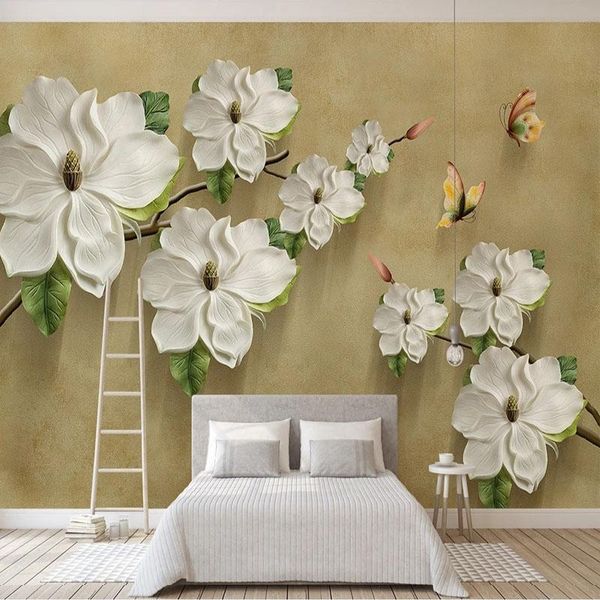 

wallpapers custom mural wallpaper 3d relief flower butterfly tv background wall decorative painting papel de pared sticker tapety fresco