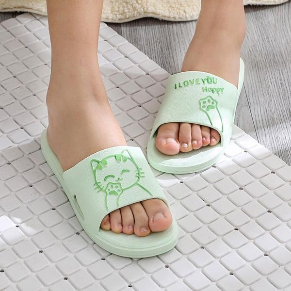 

slippers women summer non-slip bathroom home couple indoor cat cartoon el sandals & men hospitality word drag#y10, Black