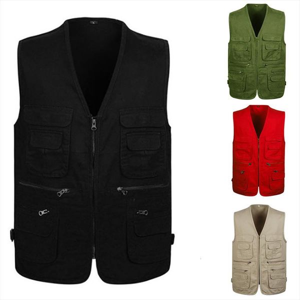 

men fishing vests multi mens pocket camera outdoor casual sleeveless summer breathable travelers working pgraphy vest, White;black