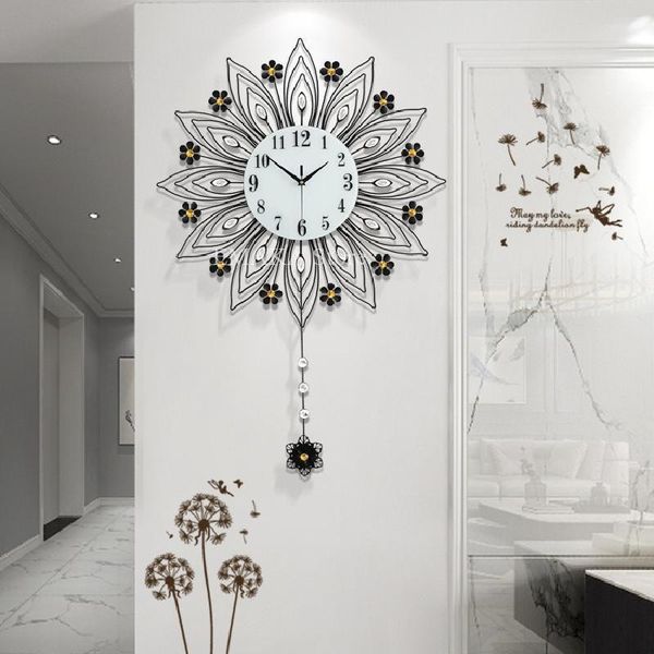 

wall clocks light luxury living room clock home european style personality art watch bedroom silent