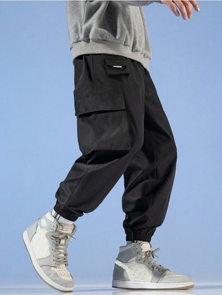 

men flap pocket cargo pants t9kk#, Black
