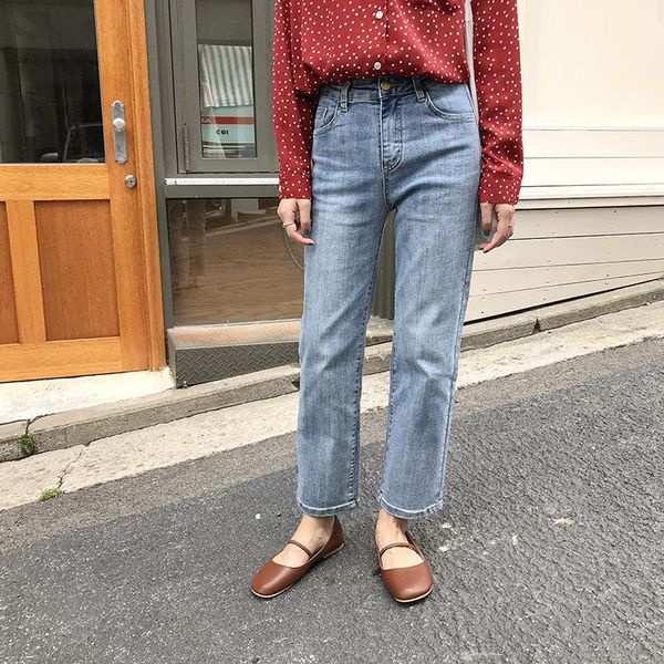 

women blue jeans 2021 high waist straight jeggings woman's torn ensemble femme pantalon women's