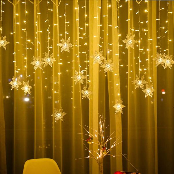 

strings christmas snowflake led string flashing curtain waterproof holiday party connectable wave fairy 3.2m