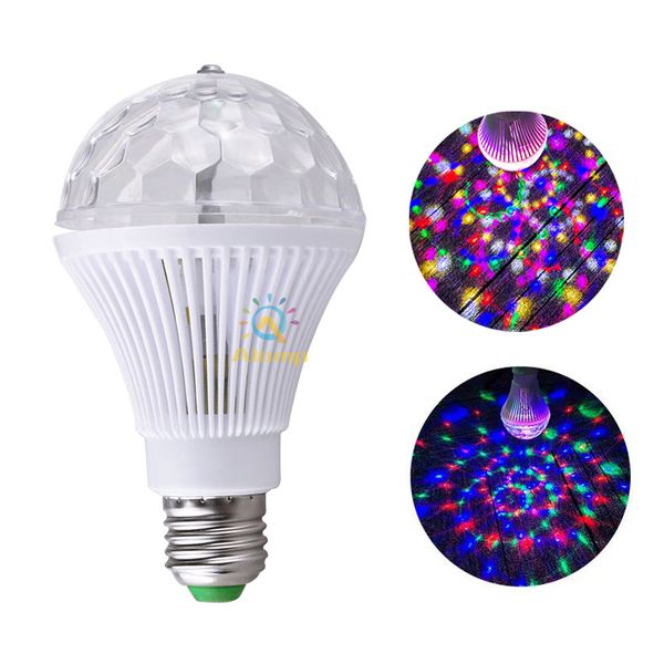 Luz de efeito E27 LED Lâmpada Lâmpada Lâmpada Lâmpada 3W Colorido Auto Rotating Crystal Magic Ball Lâmpada para KTV DJ Disco Party Effects Decoração