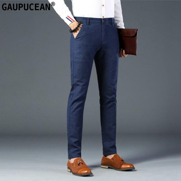 

men's pants cotton slim men pencil business formal spring summer autumn blue male young full length long casual chino man trousers, Black