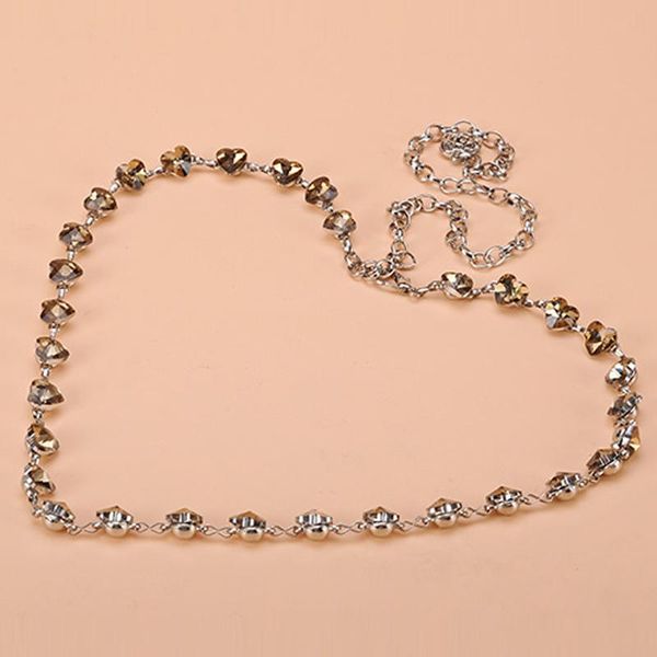

belts diamond inlaid women's waist chain versatile metal crystal decorative belt with skirt thin, Black;brown