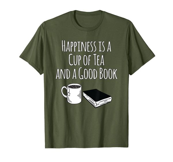 

happiness is a cup of tea and a good book, White;black