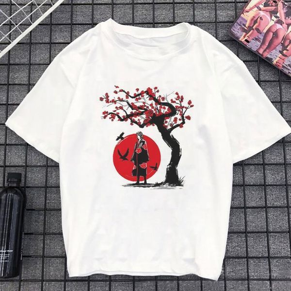 

japanese naruto men harajuku anime t shirt akatsuki loose casual ladies summer dye fashion, White;black