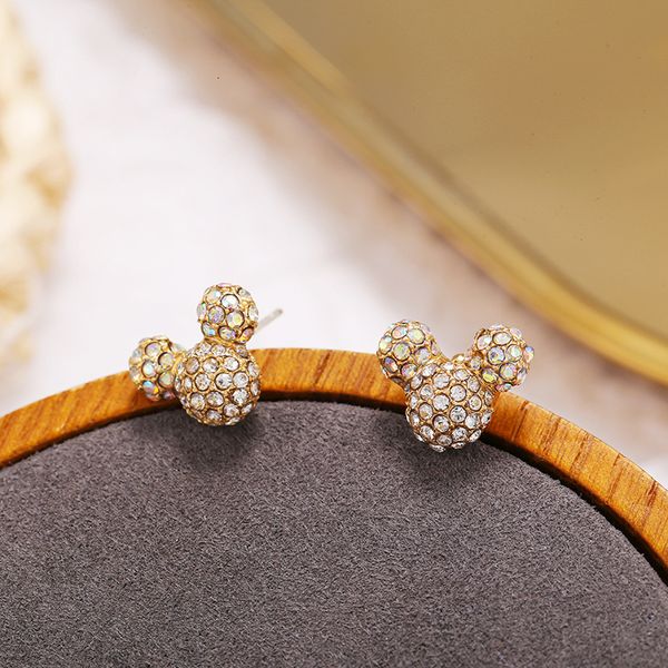 

studs earrings korean s925 silver needle simple and small temperament gold delicate little mouse personality fashion, Golden;silver