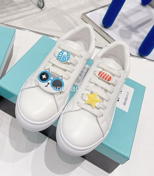 

dress shoes high round leather head lace up flat bottom cartoon stray cat white shoes leisure simple board women, Black