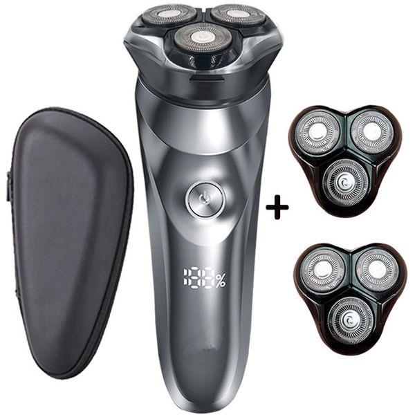 Rasoio elettrico per uomo Rasoio Rasatura intelligente della barba Macchina per rifinire la barba Uomo IPX7 impermeabile Display LCD Portatile Lavaggio di tutto il corpo ABS e acciaio inossidabile