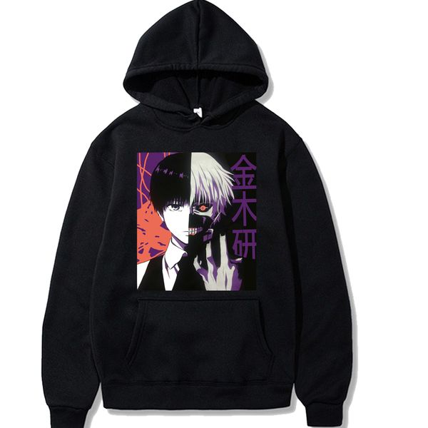 

tokyo ghoul kaneki split face hoodie new sweatshirt anime men long sve hip hop te, Black