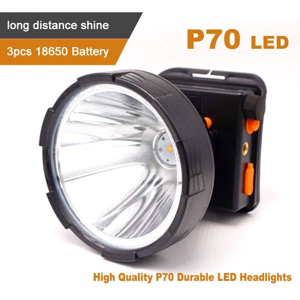 

p70 durable led headlights warm white in the dark portable waterproof head lamp by 18650 battery dc 3.7v headlamps