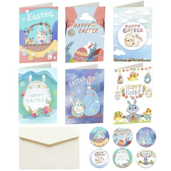 

greeting cards 6pcs easter eggs happy stickers invitation card envelope paper