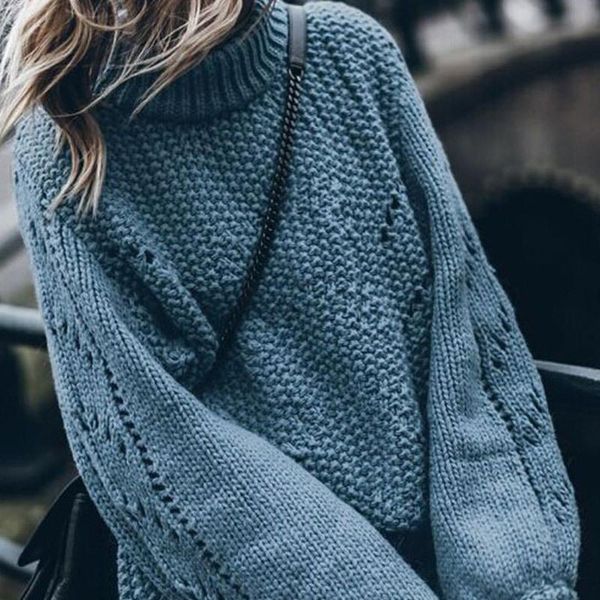 

women's sweaters hollow out loose knitted lantern sleeve o-neck solid pullover sweater female 2021 autumn warm ladies pullovers, White;black