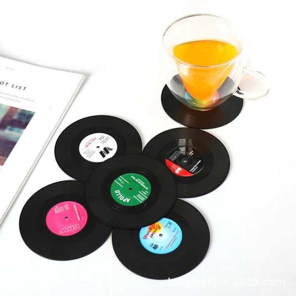 

selling creative round record coaster 246 pieces non slip table mat vinyl