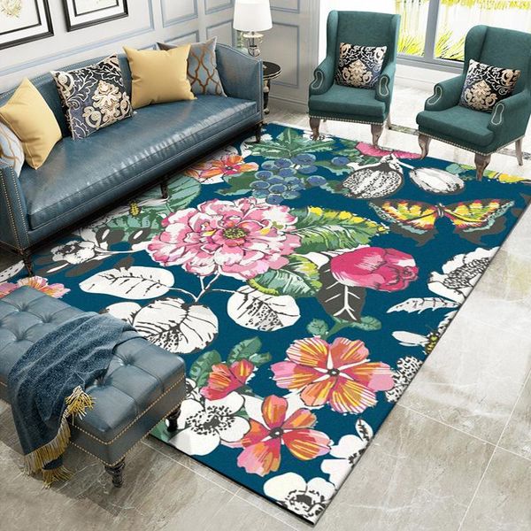 

carpets fashion american-style village flower butterfly blue mat g