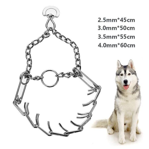 

dog collars & leashes pet metal pinch prong choke training chain collar supplies detachable stimulate outdoor 45/50/55/60cm adjustable