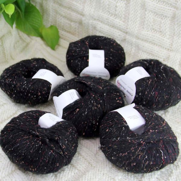 

sale 6skeinx50gr soft fluffy mohair yarn shawl hand-knitted crochet black white wine orange brown 825-04-6
