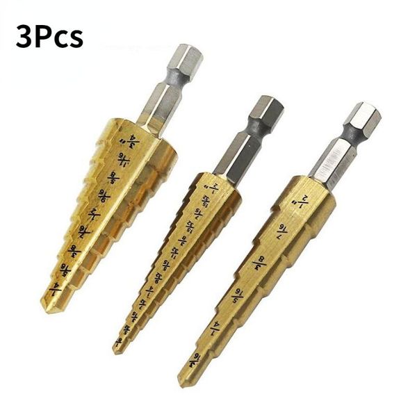 

professional hand tool sets british system hexagonal shank titanium-plated ladder drill set /hexagonal pagoda 3/16-1/2,1/4-3/4,1/8-1/2 three