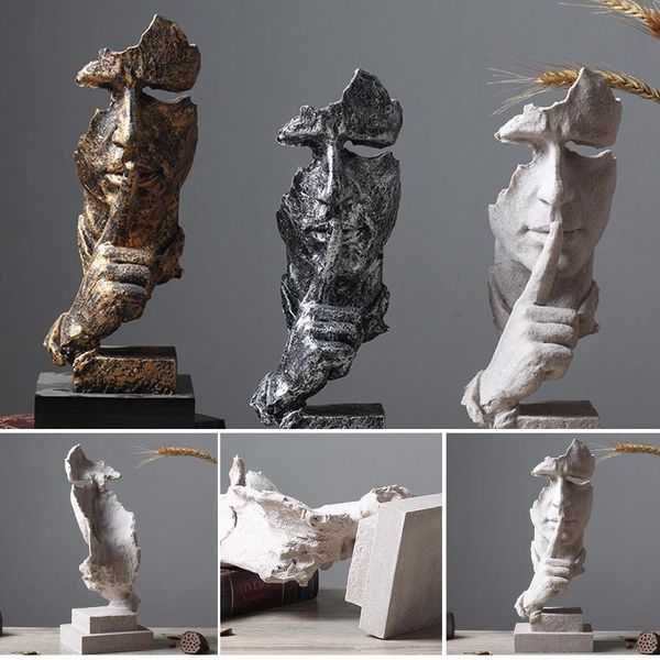 

decorative objects & figurines nordic silence is gold statue resin abstract sculptures figurine home decoration modern art office desk bv789