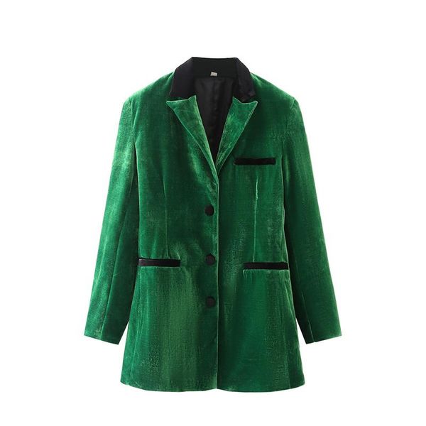 

women's suits & blazers woman minimalist green velvet blazer 2021 autumn female single breasted patchwork ladiesÂ long sleeve notched ou, White;black