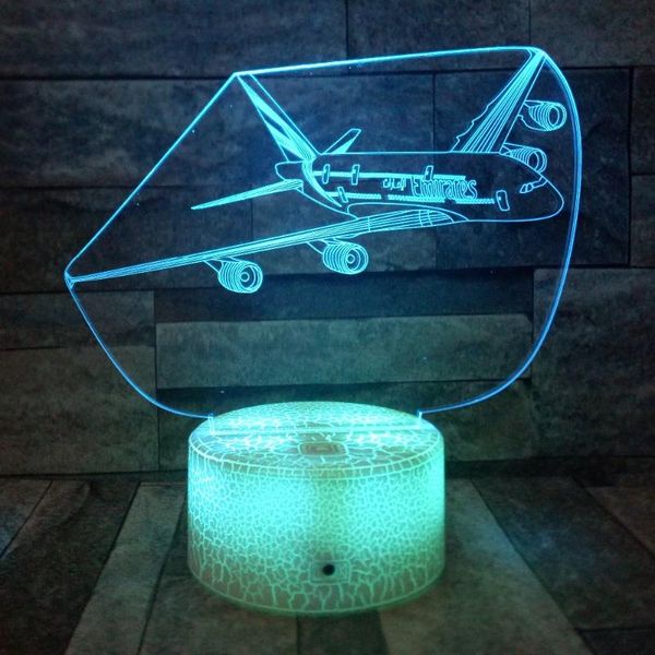 

night lights airplane 3d light 7 colors change led jet table lamp art home children sleeping lighting decor gift