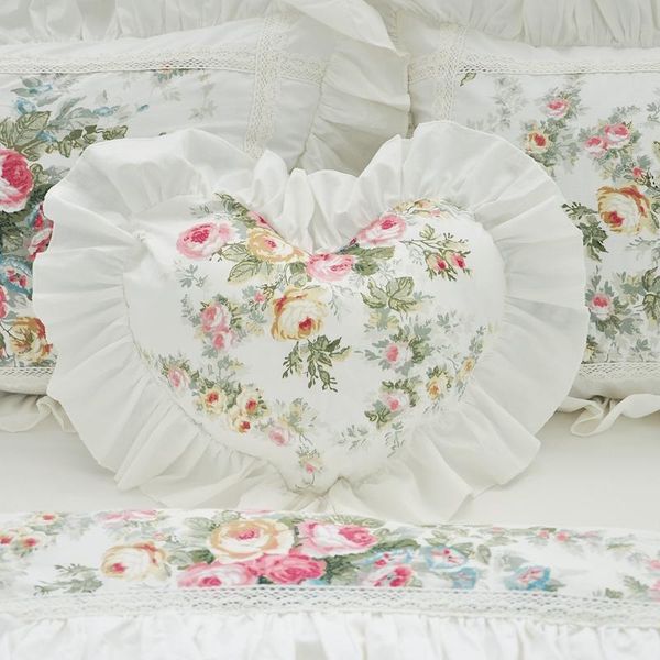 

cushion/decorative pillow europe and america pastoral style long cushion heart shape flower lumbar girl's room bedding decoration 45x45