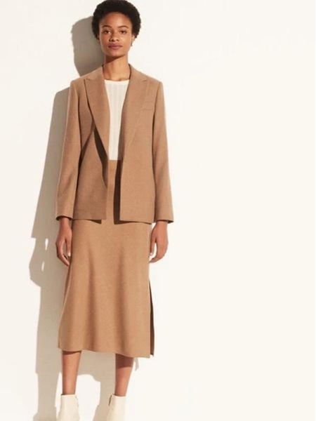 

two piece dress original brand elegnt skirt sashes solid office laydy staff suit with worsted wool formal business for femalel, White