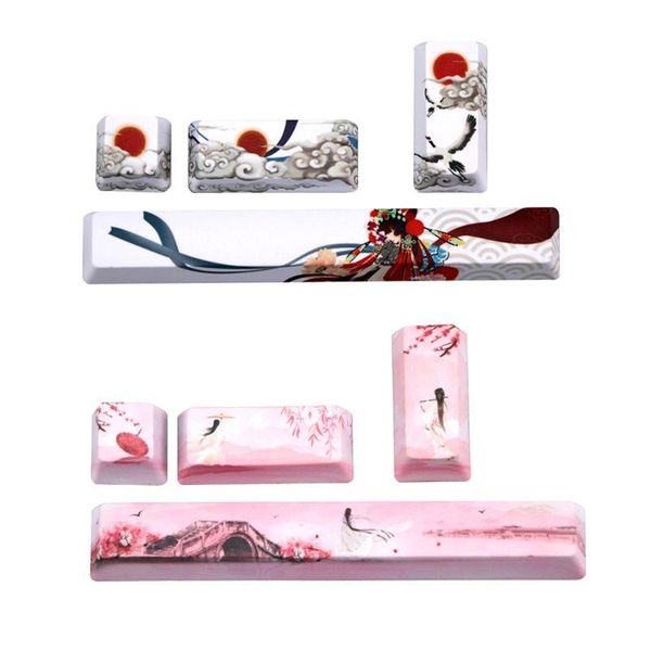 

keyboards 4 pcs pbt 5 sides dye-subbed spacebar 6.25u cherry profile space bar keycap keyboard peking opera chinese style