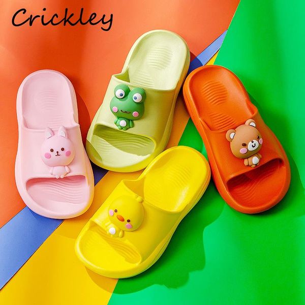 

slipper cute cartton animals children non slip flat girls boys summer beach shoes soft bathroom home indoor, Black;grey