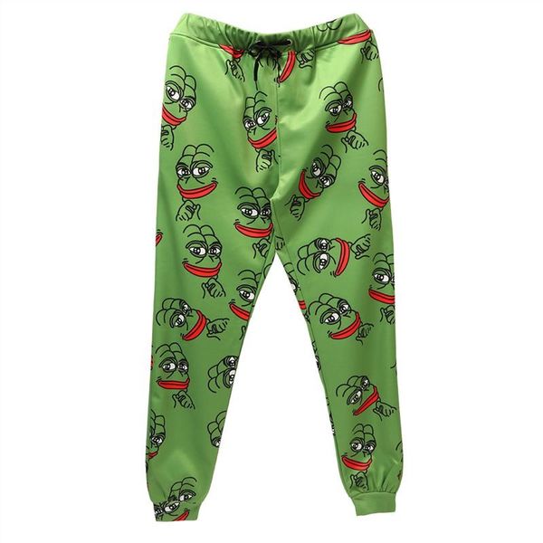 

men's pants men women frog patterned sweatpants elastic waist 3d 2021, Black